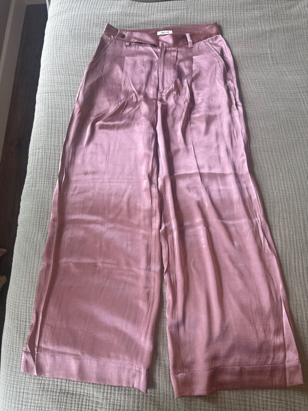 Madewell “The Harlow” Taupe Satin Wide Leg Trouser Pants Women’s Dress Pants